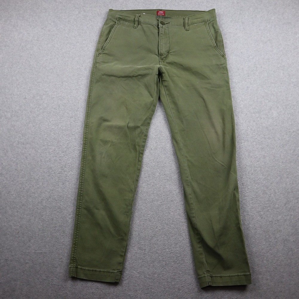 Levi's Pants Mens 33x32 XX Chino Standard Taper Olive Green Stretch Casual Flex